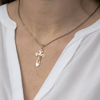 Золотой православный крестик п02336 №2