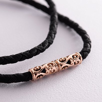 Ювелірний шовковий шнурок із золотою застібкою ш0014 №2