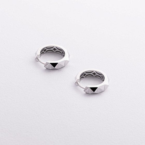Серьги - кольца в белом золоте с09368 №2