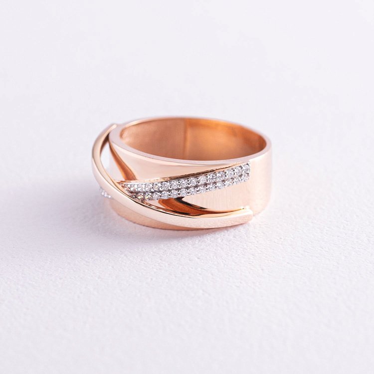 Золотое кольцо (фианиты) к05017 от ювелирного магазина Оникс - 2