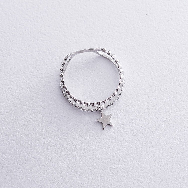 Подвійна золота каблучка "Зірочка" з фіанітами к06309 від ювелірного магазину Онікс - 4