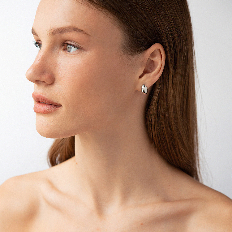 Серьги - пусеты "Polly" в белом золоте с09182 от ювелирного магазина Оникс - 4