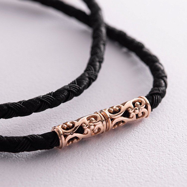 Ювелірний шовковий шнурок із золотою застібкою ш0014 від ювелірного магазину Онікс - 1