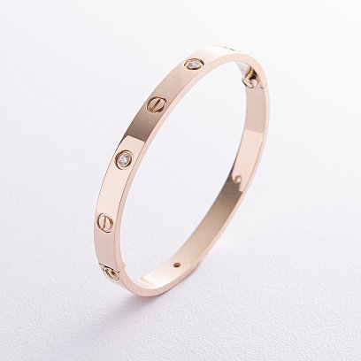 Жесткий браслет "Love" с бриллиантами (желтое золото) 523453121 №10