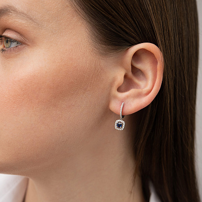 Золоті сережки з діамантами і сапфірами сб0640ca №4