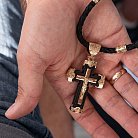 Мужской православный крест из эбенового дерева и золота "Распятие. Спаси и Сохрани" п03811 от ювелирного магазина Оникс - 4