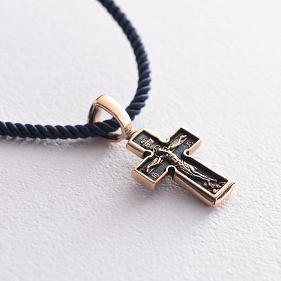 Золотой православный крест "Распятие. Молитва "Господи, помилуй" п02214 №2