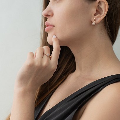 Золотые серьги с фианитами с06775 №2