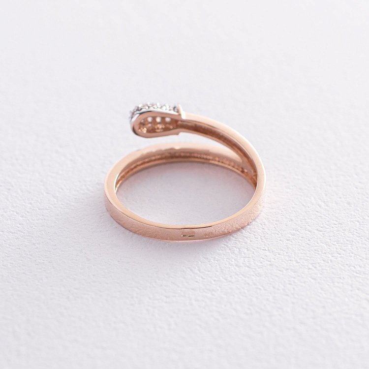 Золота каблучка "Сірник" (фіаніти) к06314 - 3 Золота каблучка "Сірник" (фіаніти) к06314 від ювелірного магазину Онікс - 3