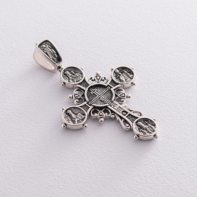 Серебряный крест "Спас Нерукотворный. Святы заступники" 131562