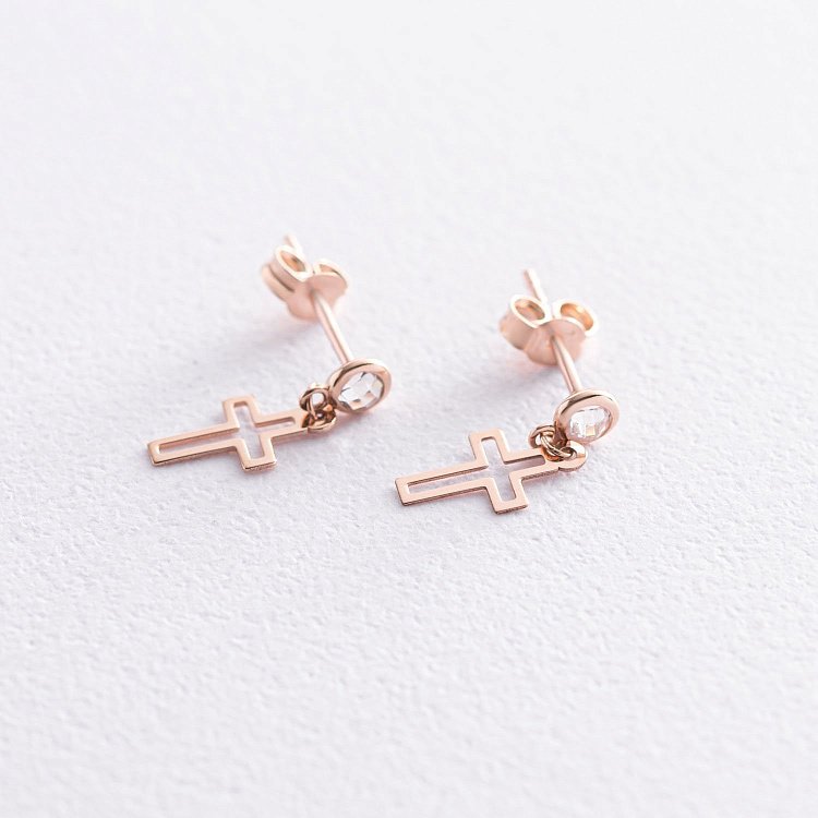 Золоті сережки - пусети "Хрестики" с07252 від ювелірного магазину Онікс - 2