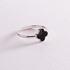 Серебряное кольцо "Клевер" (черная эмаль) 112623 от ювелирного магазина Оникс