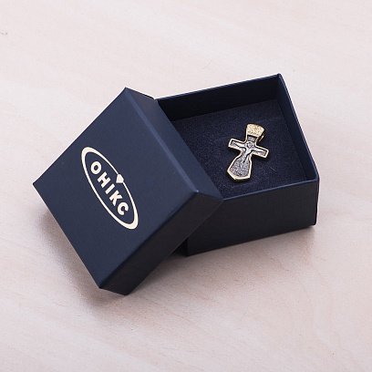 Серебряный крестик с позолотой "Распятие" 131683 №3