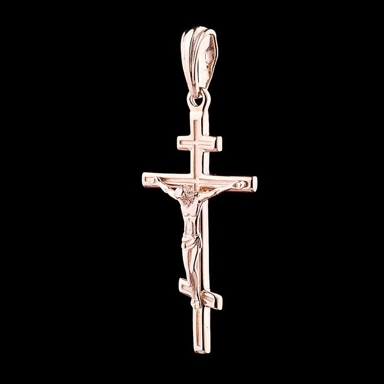 Золотой крестик с распятием п02680 от ювелирного магазина Оникс