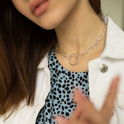 Колье "Круговорот" в серебре 181047 №13