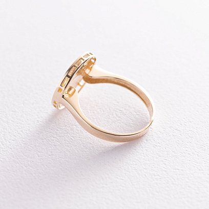 Каблучка "Конюшина" в жовтому золоті (емаль) к06711 №3