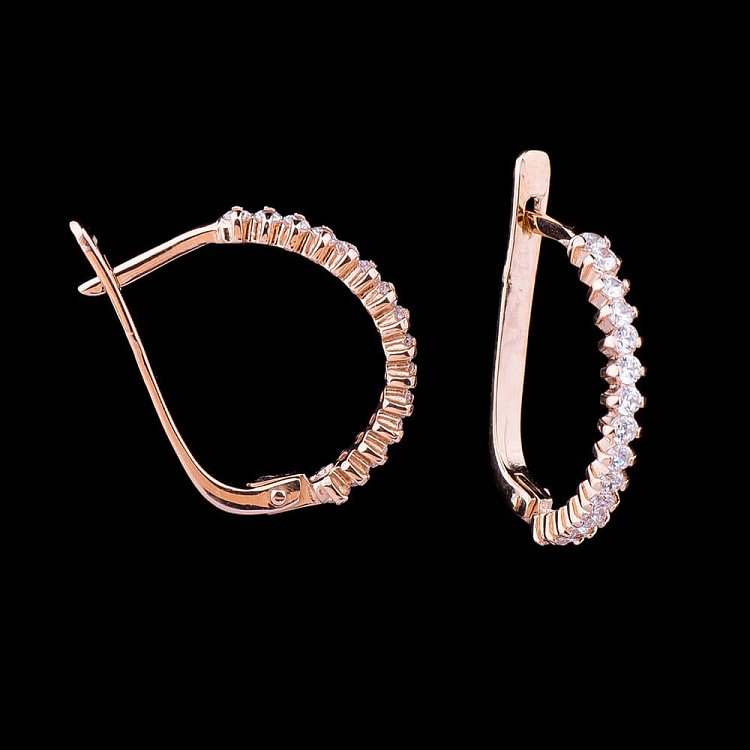 Детские золотые сережки с фианитами с01513 от ювелирного магазина Оникс - 5