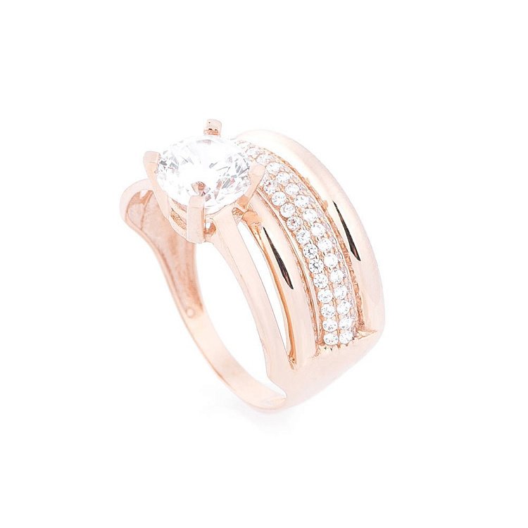 Золота каблучка з фіанітами к05244 від ювелірного магазину Онікс - 2