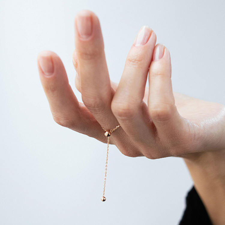 Каблучка "Кулька на ланцюжку" у червоному золоті к08110 від ювелірного магазину Онікс - 4