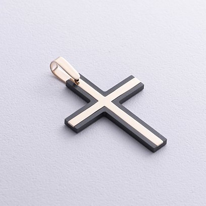 Хрест із жовтого золота (циркон) 603-00007