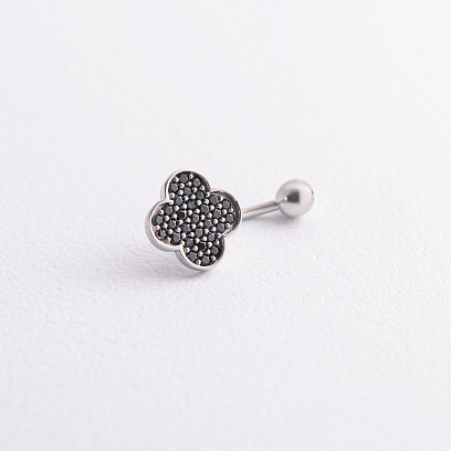 Серебряный пирсинг в пупок "Клевер" (фианиты) 26014 №2