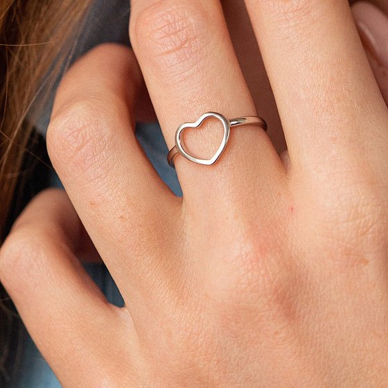 Серебряное кольцо "Сердечко" 112678 №2