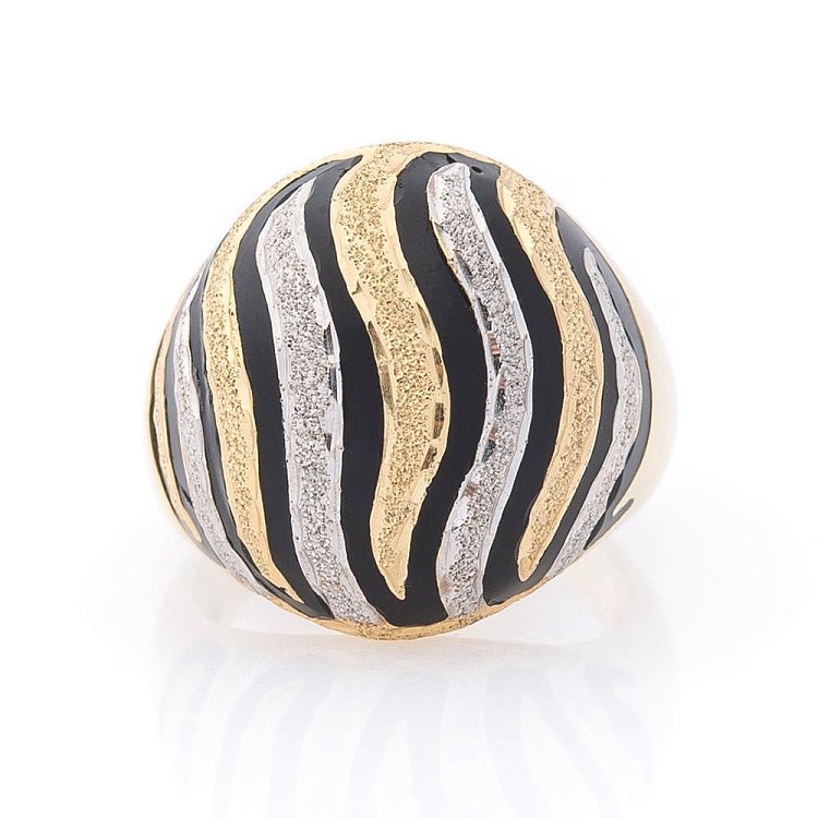 Золота каблучка з емаллю к02700 від ювелірного магазину Онікс - 2