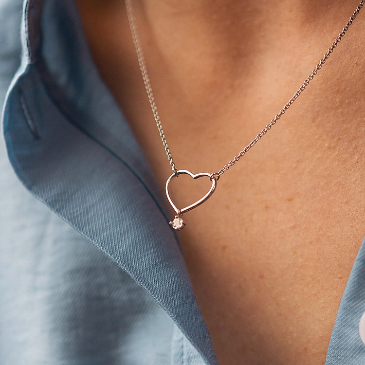 Серебряное колье "Сердечко" с фианитом 1087 от ювелирного магазина Оникс - 7