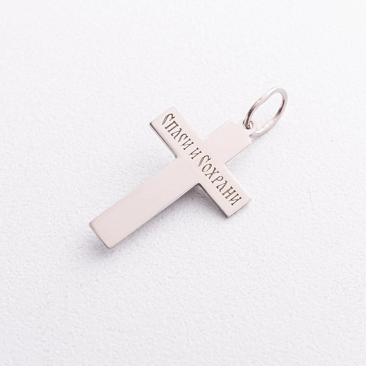 Срібний хрест "Розп'яття. Спаси і Збережи" рс311319 від ювелірного магазину Онікс - 1