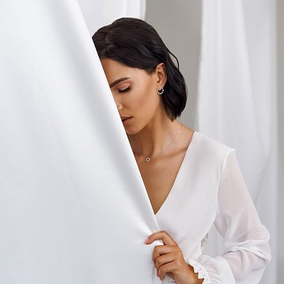 Серьги - пусеты "Легкость" в белом золоте с06912 №5