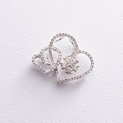 Золота підвіска "Сердечки" з діамантами пкит290