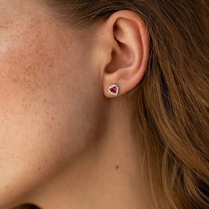 Срібні сережки - пусети "Сердечки" з фіанітами 123295к №4