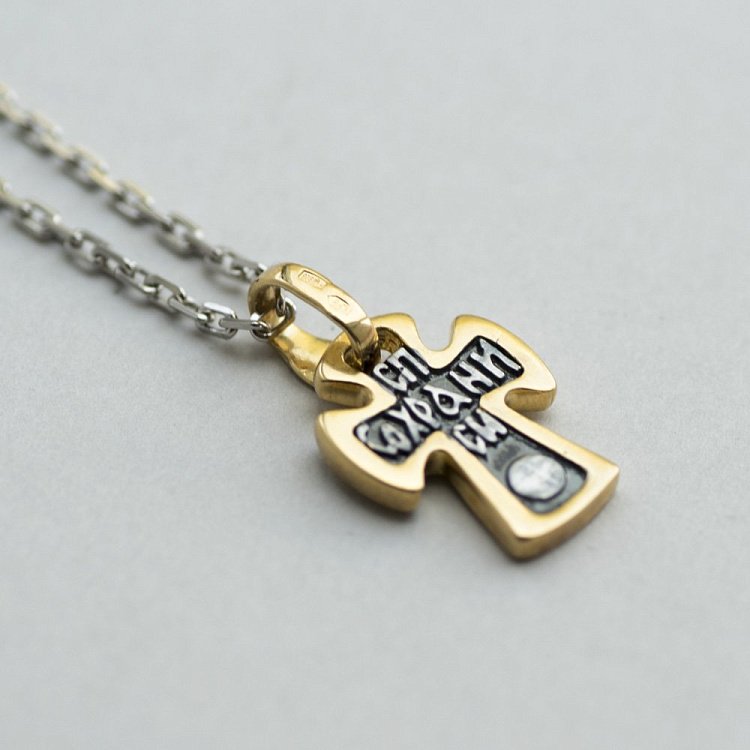 Крестик "Спаси и сохрани" (позолота) 131813 от ювелирного магазина Оникс - 2