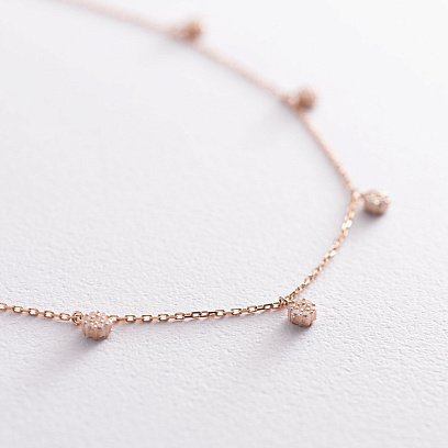 Кольє "Квіточки" з фіанітами (червоне золото) кол01758 №3