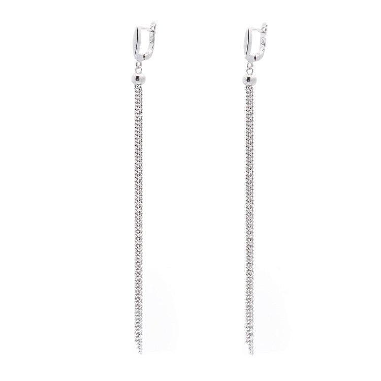 Срібні сережки на ланцюжку 122204 від ювелірного магазину Онікс - 1