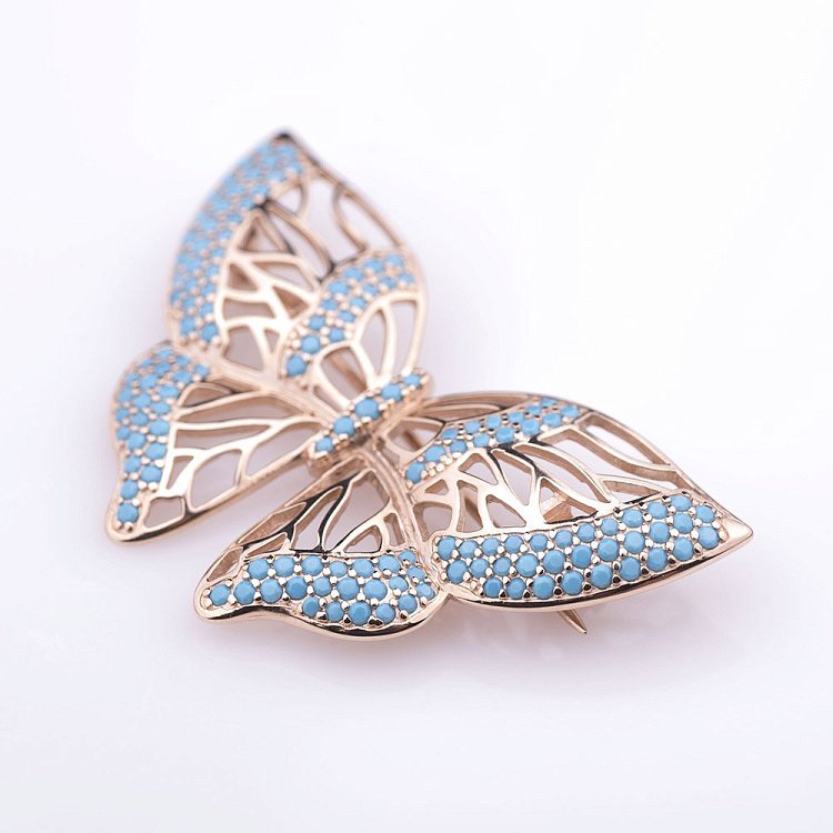 Золота брошка "Метелик" з фіанітами 660106 від ювелірного магазину Онікс
