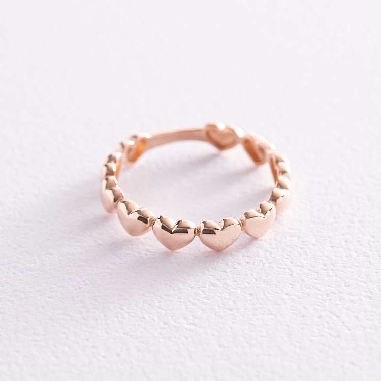 Каблучка "Сердечки" у червоному золоті к07178 від ювелірного магазину Онікс