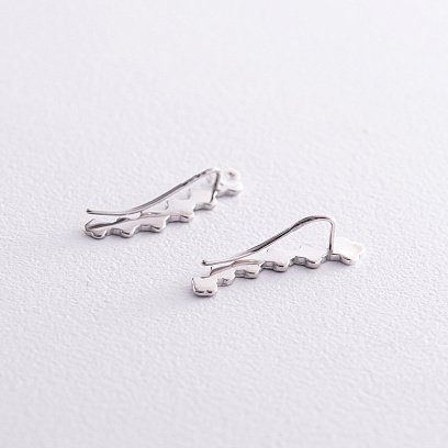 Срібні сережки - клаймбери "Конюшина" з емаллю 123251 №3