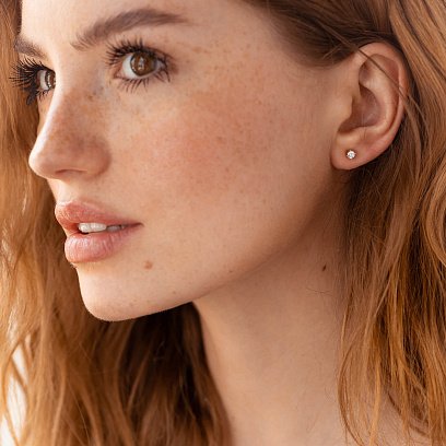 Золотые серьги - пусеты 2 в 1 с бриллиантами 330752421 №3