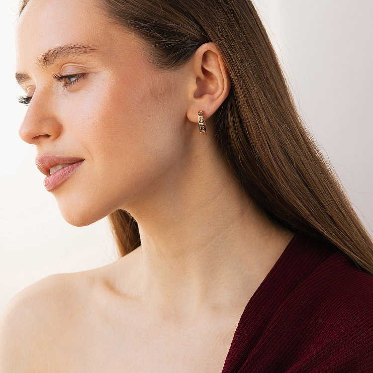 Сережки - кільця "Love" у червоному золоті с09344 від ювелірного магазину Онікс - 3