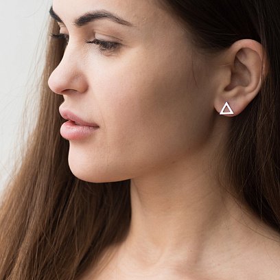 Золотые серьги-пусеты "Треугольники" с06413 №10