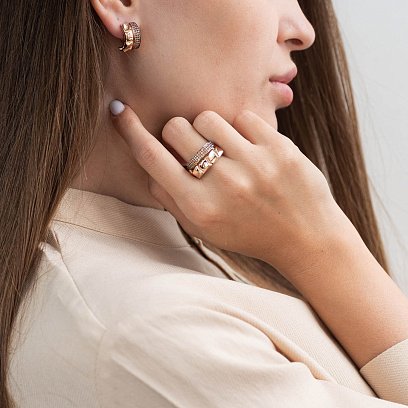 Золотые серьги с желтыми фианитами с05525 №2