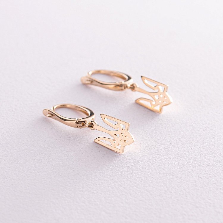 Серьги "Герб Украины - Тризуб" в желтом золоте с08053 от ювелирного магазина Оникс - 2