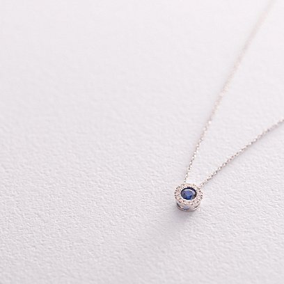 Золоте кольє з сапфіром і діамантами колб0012ca