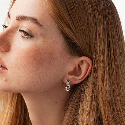 Серьги "Rosie" с фианитами (белое золото) с09166 №2