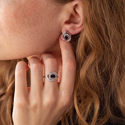 Золоті сережки з діамантами і сапфірами с2136 №6