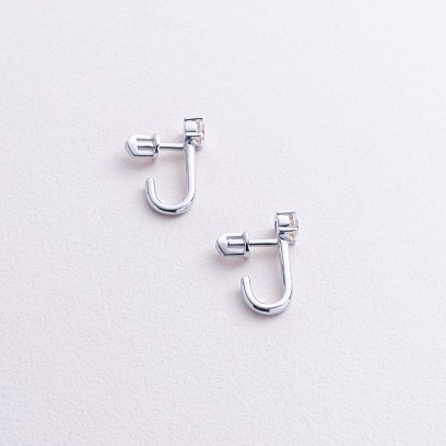 Сережки - пусети "Rita" з фіанітами (біле золото) с09061 №3