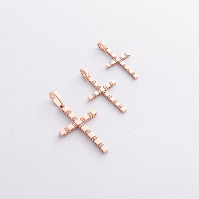 Крестик с фианитами L (красное золото) п04006 №3