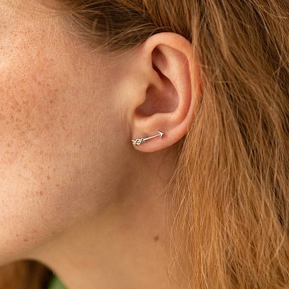 Сережки - пусети "Love" у білому золоті с07673 №2