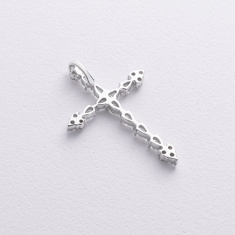 Хрестик з діамантами (біле золото) пб0360lg від ювелірного магазину Онікс - 2